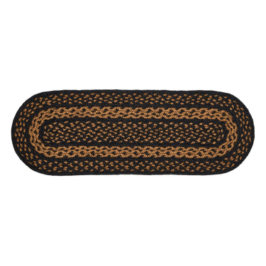 Black & Tan Jute Oval Braided Table Runner 8x24 VHC Brands - The Fox Decor